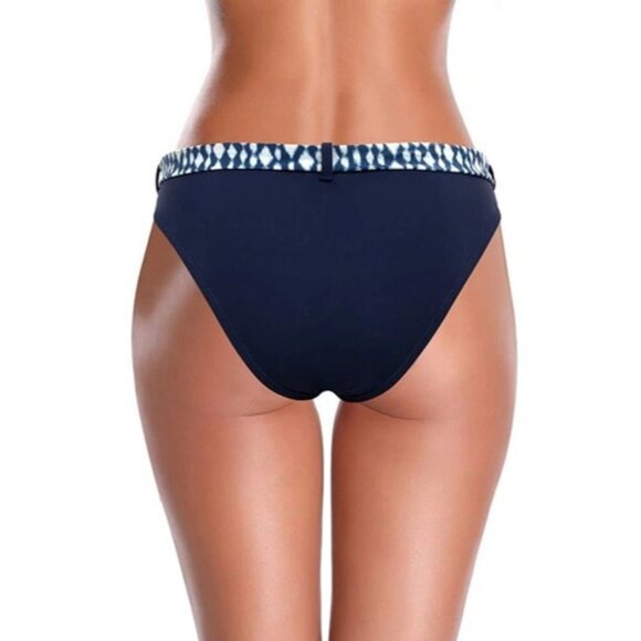SHEKINI Womens XL Navy Blue Print Cheeky Front Tie Knot BIKINI BOTTOMS NIP NEW - Picture 3 of 5